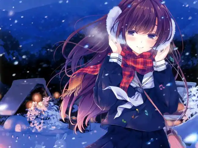 动漫少女,可爱,雪夜,acg,房屋,动漫,少女系动漫少女壁纸图片