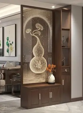 新中式实木屏风客厅入户门玄关隔断