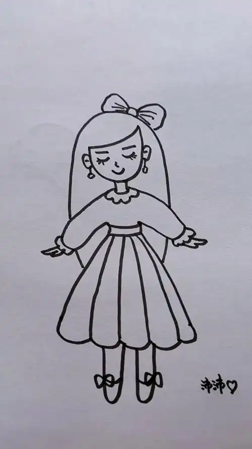 美丽的小女孩简笔画