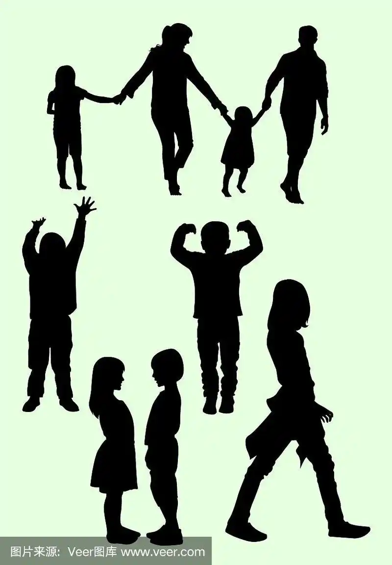 孩子的黑色剪影