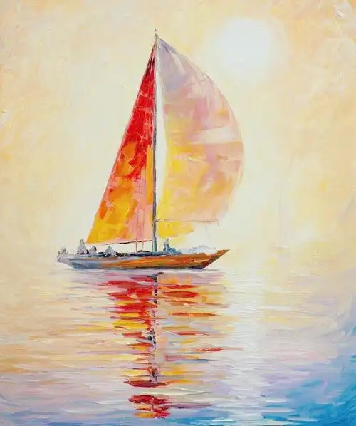 油画帆船图片
