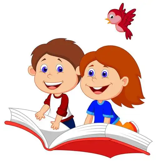 书本上的卡通儿童