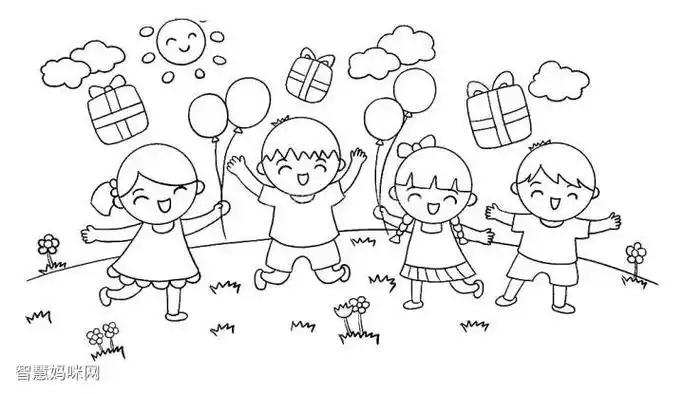 快乐六一儿童简笔画涂色 简笔画图片大全-蒲城教育文学网