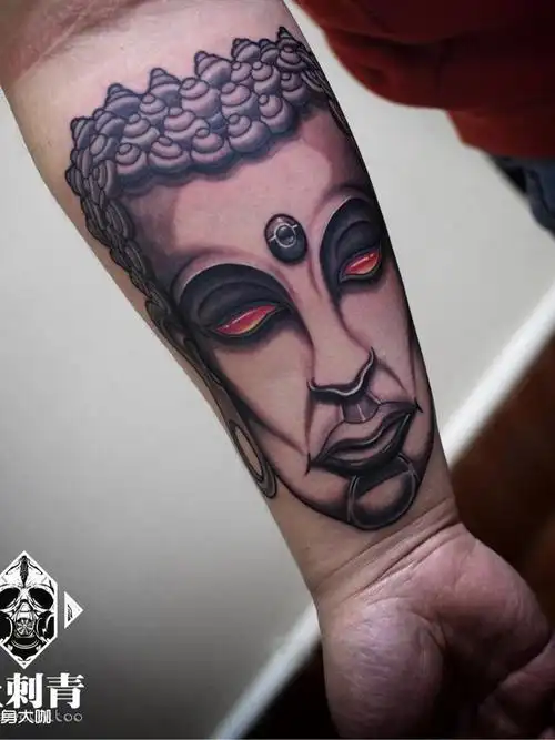 小臂佛头_纹身图案手稿图片_刘刘的纹身作品集