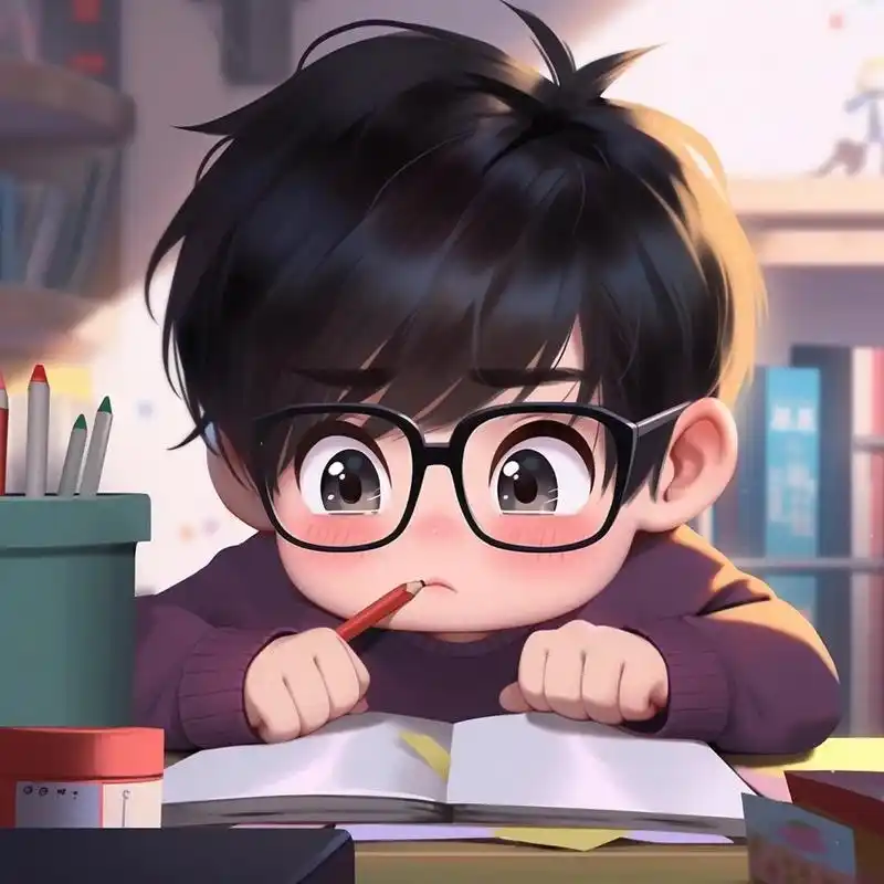 可爱男生头像:沉迷学习(眼镜版)
