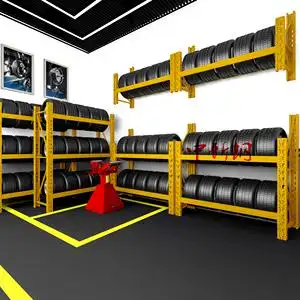 放轮胎货架汽车用品展示架拆装挂墙车库调节上墙汽修店车轮毂架子