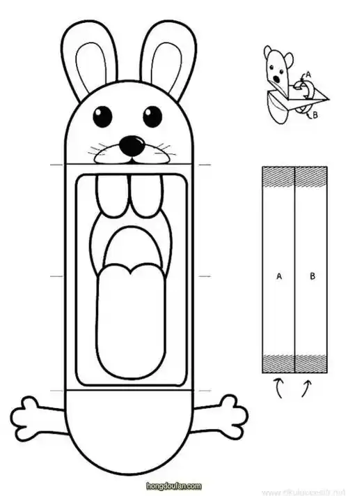 可打印纸模图片下载张大嘴的兔子图纸下载
