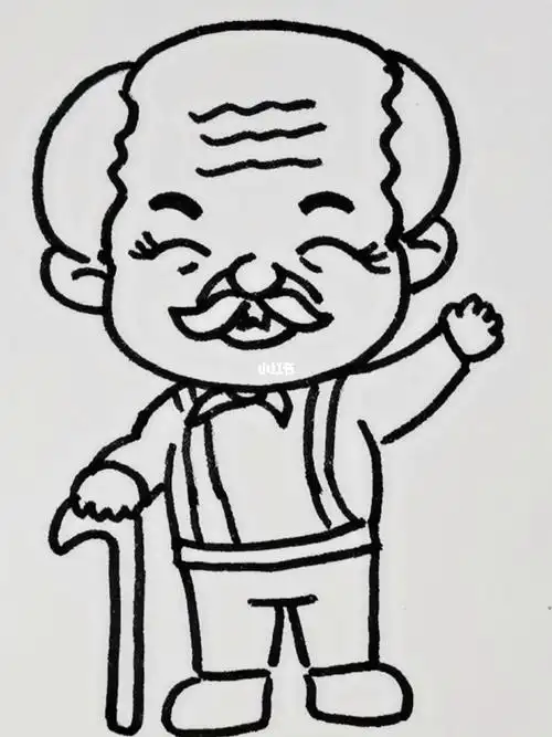 简笔画重阳节老爷爷绘画教程