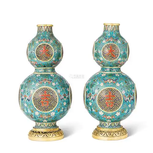 清乾隆掐丝珐琅大吉葫芦瓶一对qianlongperiod17361795