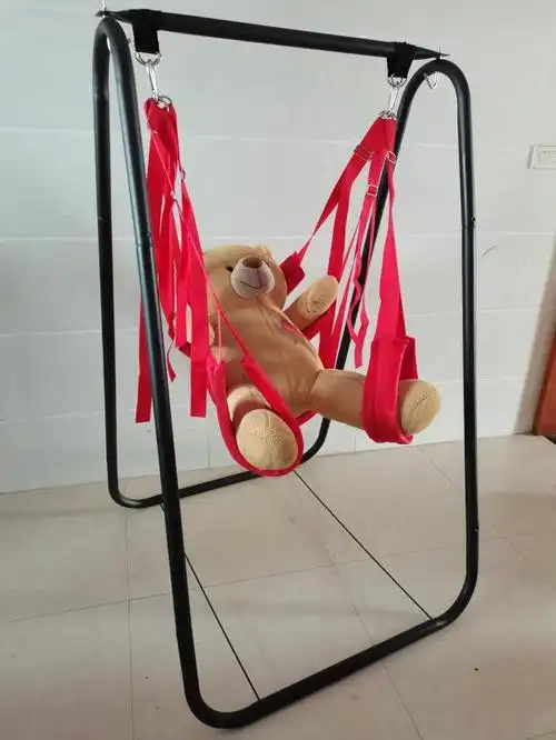 用吊挂椅夫妻辅助摇摆吊床另类玩具 黄豹纹秋千 金属支架 座椅【图片