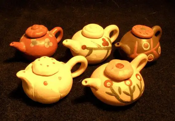 微型粘土茶壶,五个都好可爱