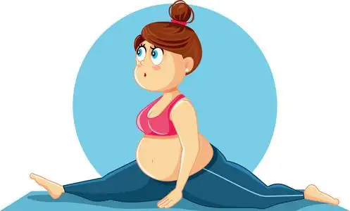 劈叉做劈叉卡通可爱胖女孩插画