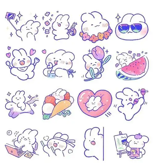 软萌兔mongmong手帐素材贴纸