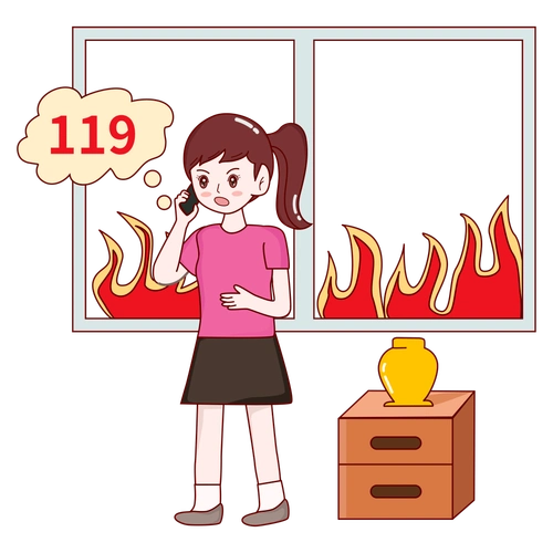 家长要教会孩子如遇火情保持镇定,并及时拨打火警电话119报警.