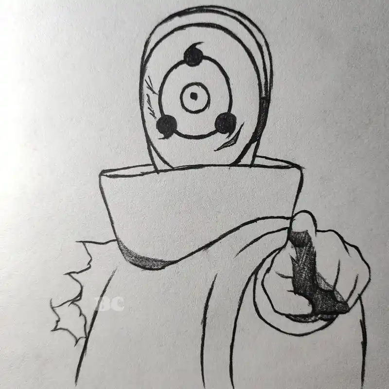 带土绘画过程.今天来个简单的#带土#手绘#临摹#铅笔画 - 抖音