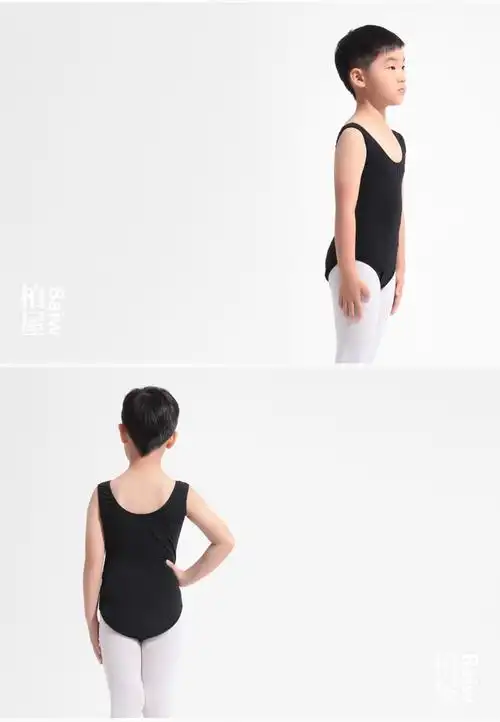 柏屋舞苑儿童男孩芭蕾舞蹈背心体服形体训练基础连体服体操服黑色s
