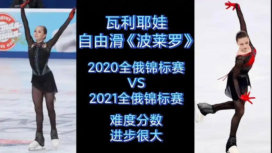 瓦利耶娃自由滑波莱罗全俄锦标赛2020vs2021双屏对比进步很大