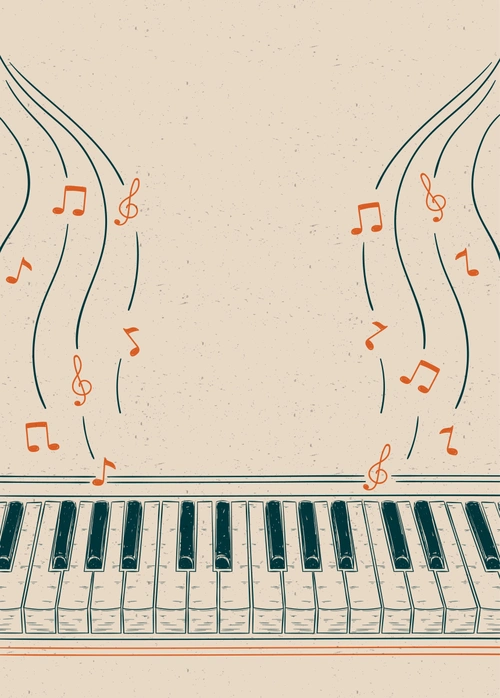 卡通简约激情文艺钢琴音乐节海报背景素材