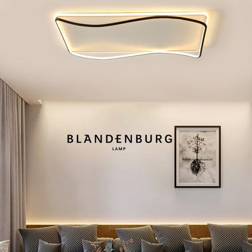 波浪吸顶灯简约现代设计超薄长方形灯饰创意时尚艺术家用客厅主灯