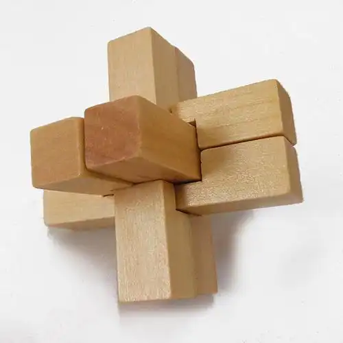 批发彩/本色六根 孔明锁 鲁班锁成人木制 益智玩具解扣解锁六通