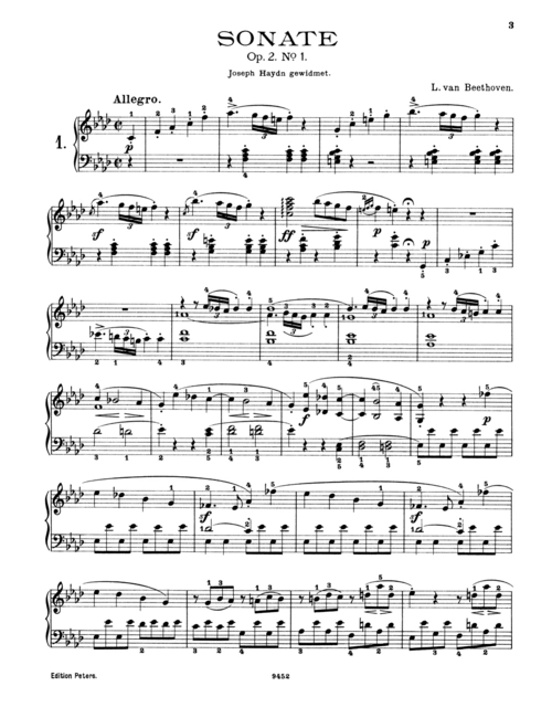 贝多芬 第1号钢琴奏鸣曲 piano sonata no.1 op.2.1 1795 f小调
