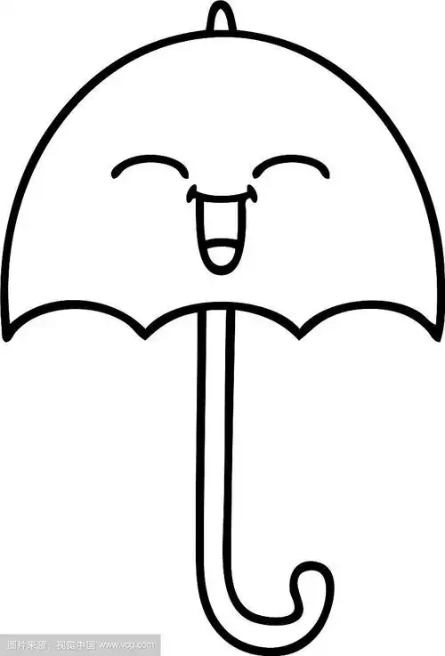 线条画卡通伞