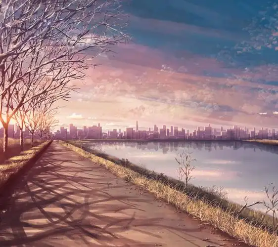 街 河边 二次元风景