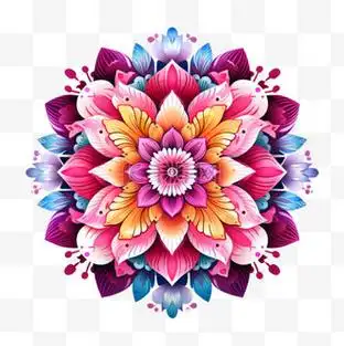 ai绘画炫彩花朵元素立体免扣图案