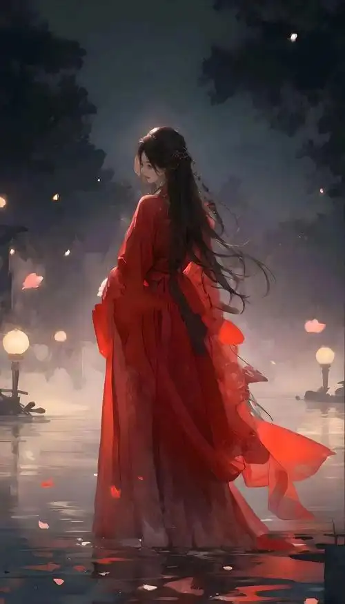 古风系列红衣女子唯美氛围感壁纸