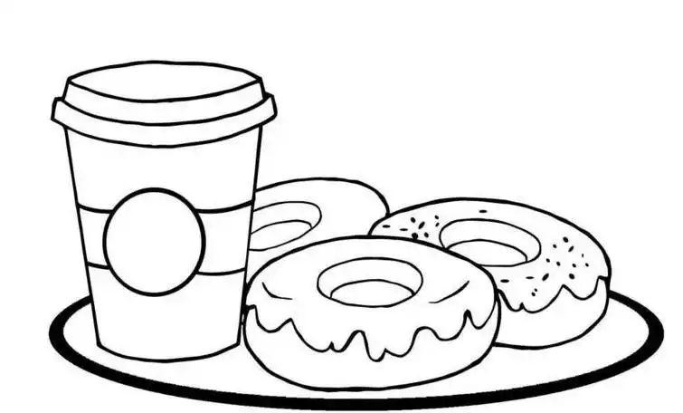 美味的甜甜圈食物简笔画图片 甜甜圈简笔画