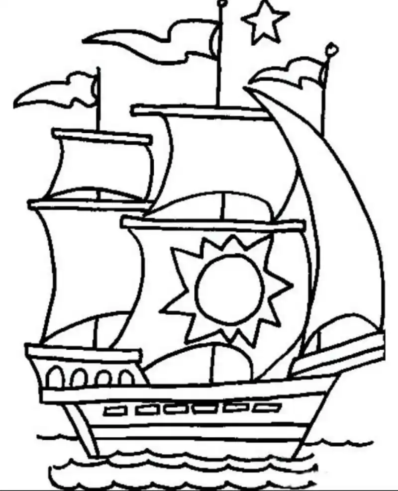 帆船简笔画/儿童画 各种帆船结构,不同造型的船形,颜色自行搭配