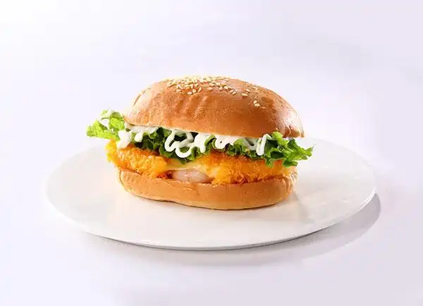 爆浆芝士虾排堡