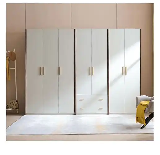 全友家居衣柜现代简约月光灰组合功能卧室柜轻奢智能充电led平开门