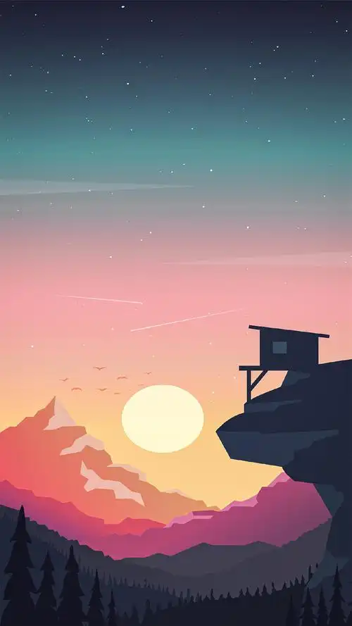 创意风景手绘插画高清手机壁纸