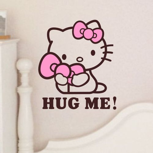 hello kitty猫抱抱我墙贴纸 kt猫儿童房公主房卧室幼儿园装饰贴画