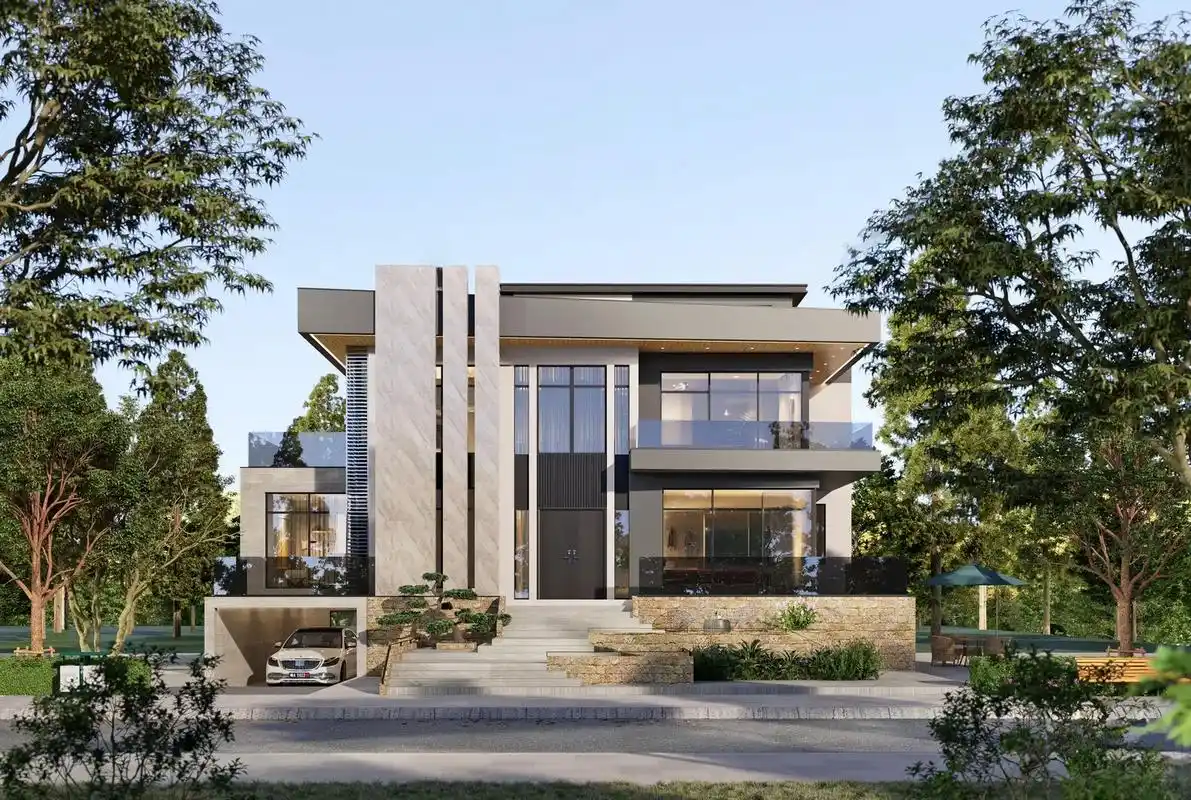 现代风格别墅效果图设计.