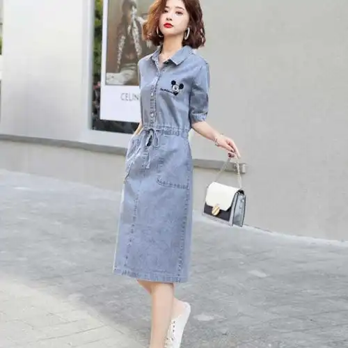中长款牛仔裙连衣裙女夏季2020新款韩版时尚休闲减龄显瘦米奇裙子
