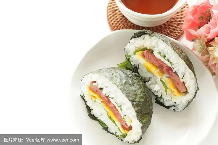 煎蛋,饭团,日本食品,午餐肉,饮料