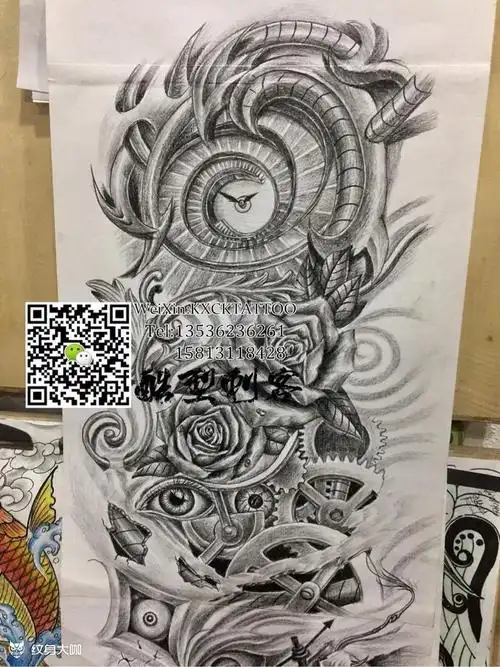 机械花臂_纹身图案手稿图片_李珠清的纹身作品集