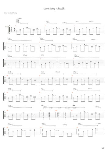 love song吉他谱(gtp谱,弹唱)_方大同(khalil fong)