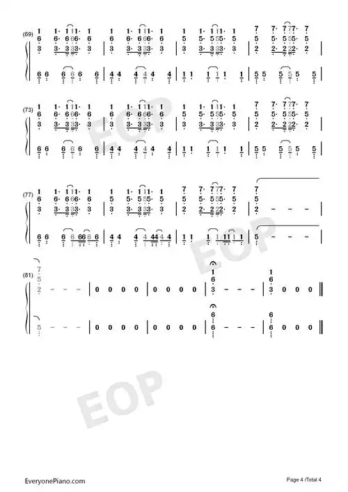 飘向北方钢琴简谱-邓紫棋演唱-看谱啦