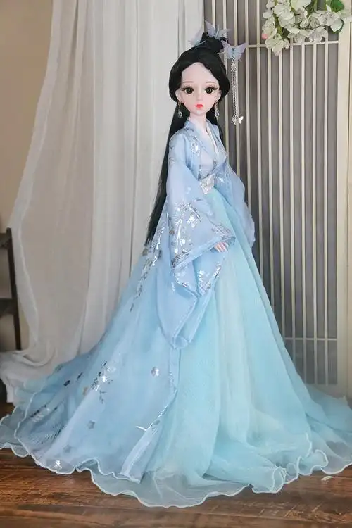 迪美芭比娃娃60厘米娃娃衣服和鞋子古风娃娃仿真古装手工汉服女孩玩具