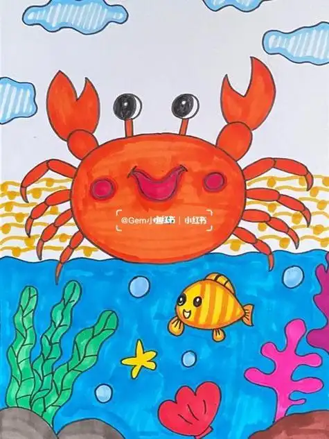 彩色的海底世界简笔画