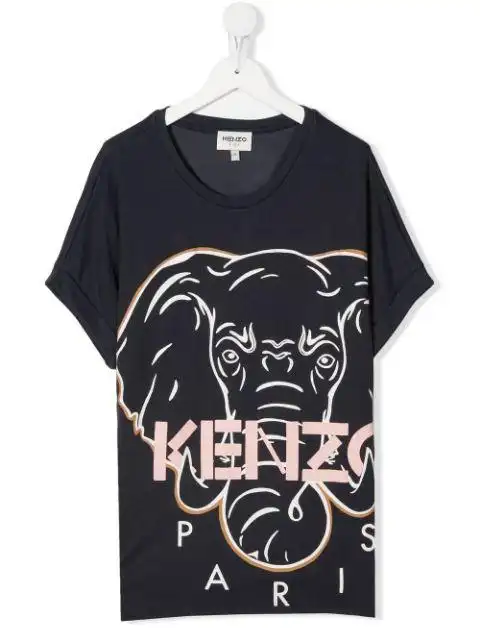 kenzo kids 大象印花logo t恤