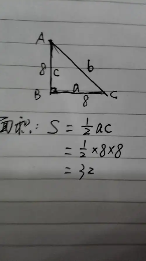 一个等腰直角三角形的腰长是8,求它的面积是多少