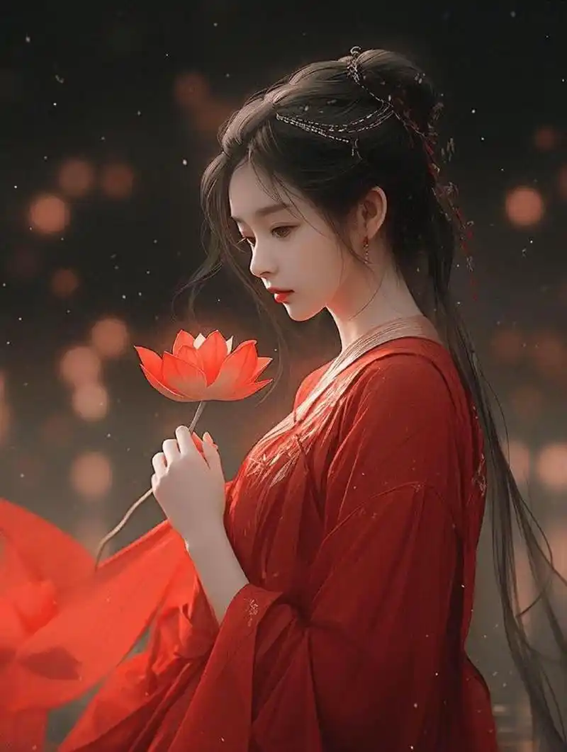 古风红衣莲花仙子头像~ 676767