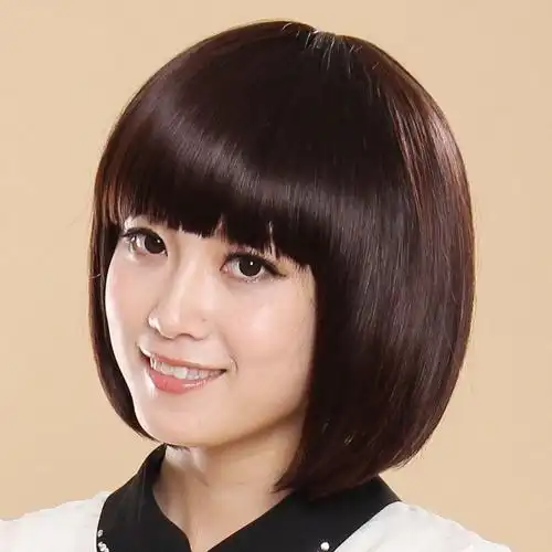 假发女短发齐刘海蓬松bobo头斜刘海女士款逼真波波头发型发套自然黑三