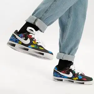 nike ebernon low黑白 权志龙 红蓝黑黄色笑脸涂鸦手绘休闲鞋定制