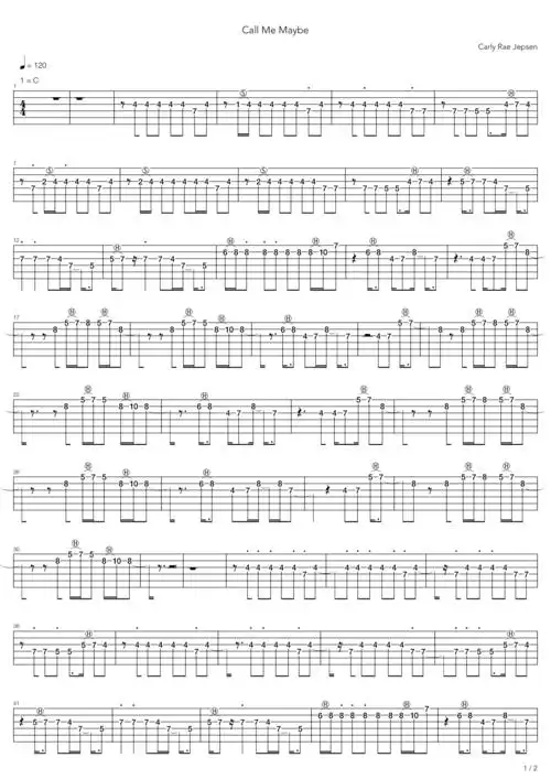 carly rae jepsen《call me maybe》吉他谱
