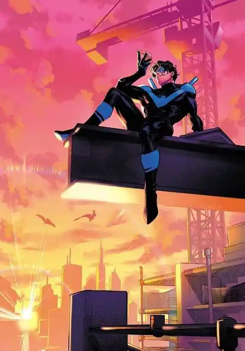 「夜翼」本名迪克·格雷森,是蝙蝠侠的助手,同时也是第一代的罗宾,后